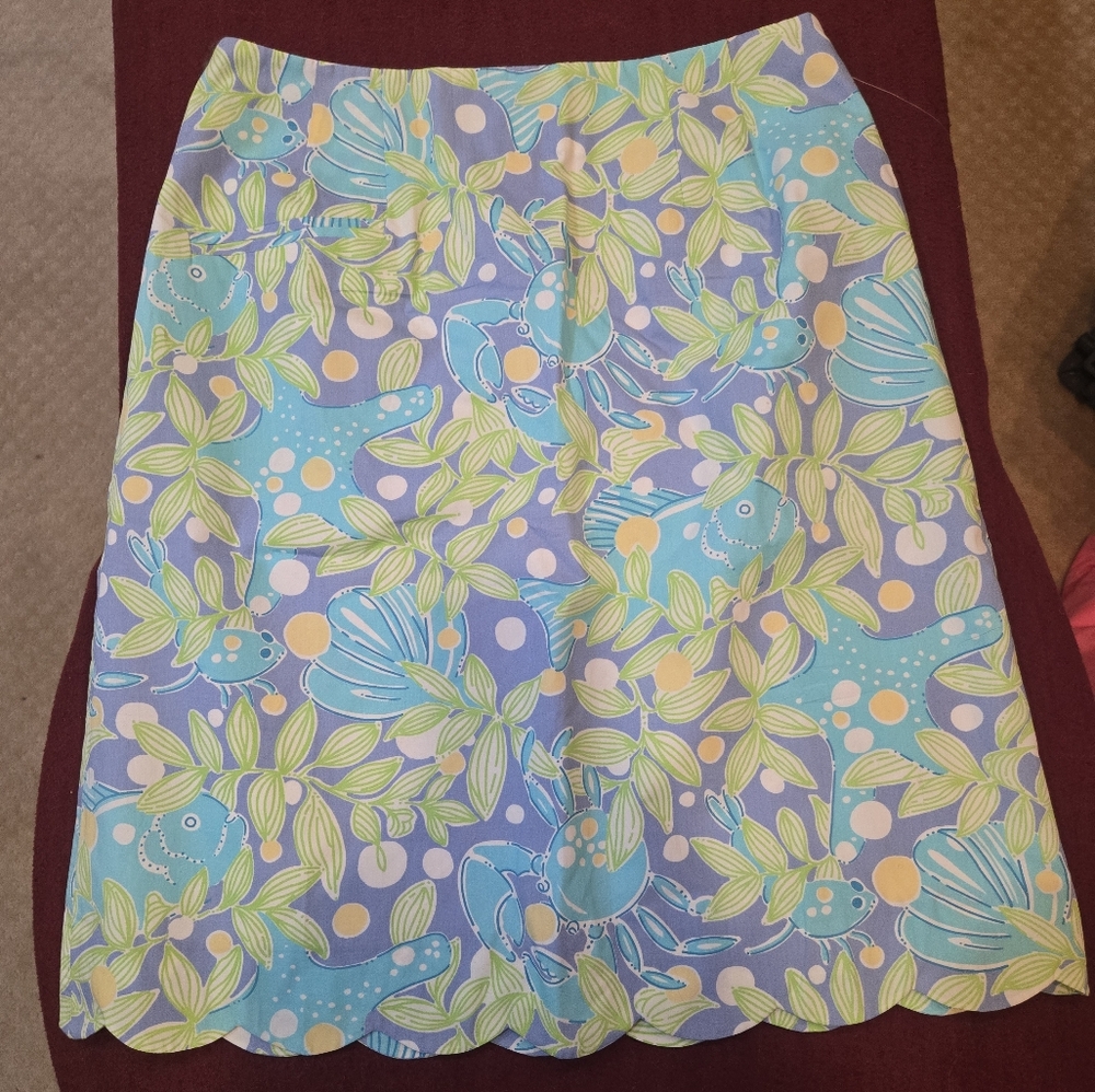 Lilly Pulitzer A-Line Skirt - Blue, Green, Yellow Floral